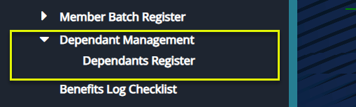 Dependant Management menu